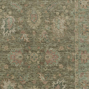HomeRoots 5' Refresh Your Space with a Durable Olive Green and Rust Floral Washable Area Rug for Indoor/Outdoor Use 8' X 10' 631644