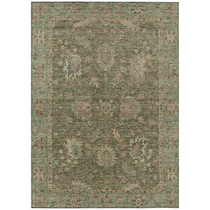 HomeRoots 5' Refresh Your Space with a Durable Olive Green and Rust Floral Washable Area Rug for Indoor/Outdoor Use 10' X 14' 631646
