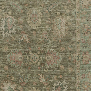 HomeRoots 5' Refresh Your Space with a Durable Olive Green and Rust Floral Washable Area Rug for Indoor/Outdoor Use 10' X 14' 631646