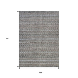 HomeRoots 5' Striped Washable Area Rug in Brown and Beige - Durable, Stylish, and Perfect for Indoor or Outdoor Use 5' X 8' 631660