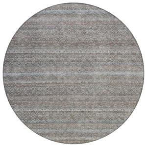 HomeRoots 5' Striped Washable Area Rug in Brown and Beige - Durable, Stylish, and Perfect for Indoor or Outdoor Use 8' Round 631661