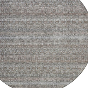 HomeRoots 5' Striped Washable Area Rug in Brown and Beige - Durable, Stylish, and Perfect for Indoor or Outdoor Use 8' Round 631661