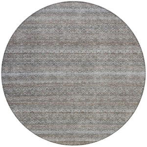 HomeRoots 5' Striped Washable Area Rug in Brown and Beige - Durable, Stylish, and Perfect for Indoor or Outdoor Use 8' Round 631661