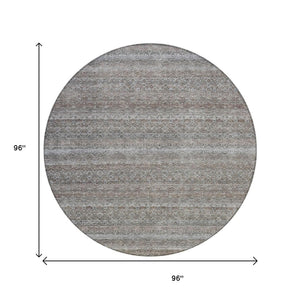 HomeRoots 5' Striped Washable Area Rug in Brown and Beige - Durable, Stylish, and Perfect for Indoor or Outdoor Use 8' Round 631661