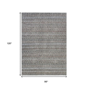 HomeRoots 5' Striped Washable Area Rug in Brown and Beige - Durable, Stylish, and Perfect for Indoor or Outdoor Use 8' X 10' 631662