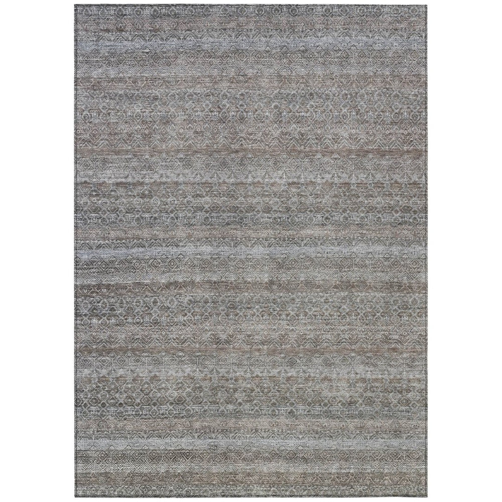 HomeRoots 5' Striped Washable Area Rug in Brown and Beige - Durable, Stylish, and Perfect for Indoor or Outdoor Use 9' X 12' 631663