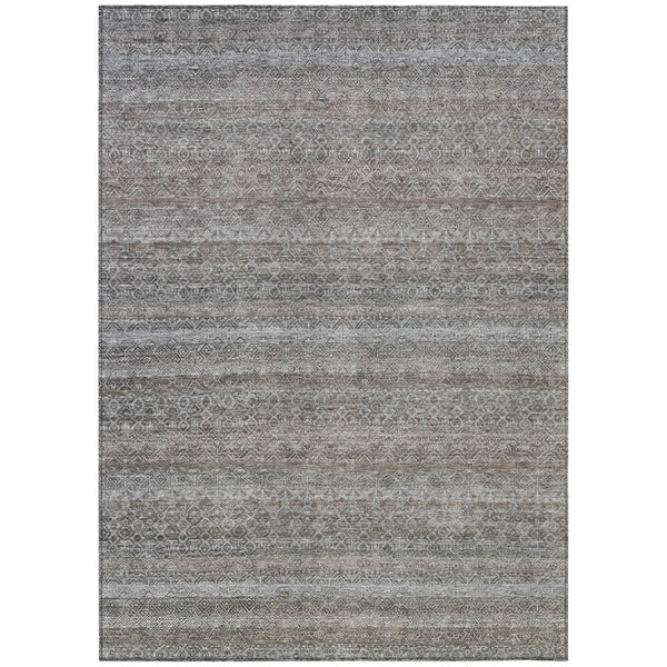 HomeRoots 5' Striped Washable Area Rug in Brown and Beige - Durable, Stylish, and Perfect for Indoor or Outdoor Use 9' X 12' 631663
