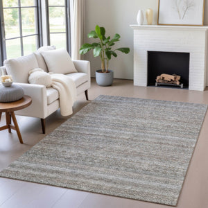 HomeRoots 5' Striped Washable Area Rug in Brown and Beige - Durable, Stylish, and Perfect for Indoor or Outdoor Use 9' X 12' 631663