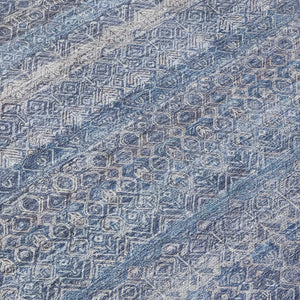 HomeRoots 5' Stylish Blue and Sky Blue Striped Washable Area Rug for Indoor and Outdoor High-Traffic Spaces 5' X 8' 631666