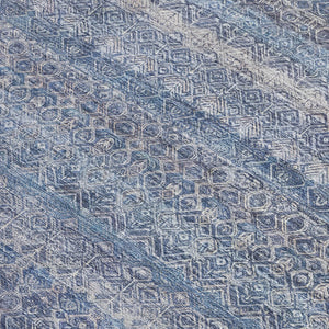 HomeRoots 5' Stylish Blue and Sky Blue Striped Washable Area Rug for Indoor and Outdoor High-Traffic Spaces 9' X 12' 631669