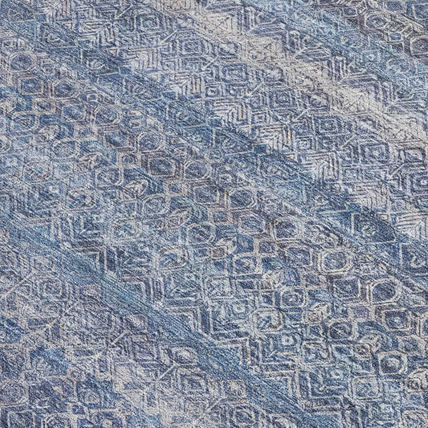 HomeRoots 5' Stylish Blue and Sky Blue Striped Washable Area Rug for Indoor and Outdoor High-Traffic Spaces 9' X 12' 631669