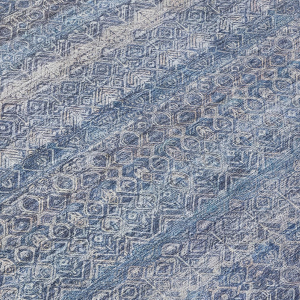 HomeRoots 5' Stylish Blue and Sky Blue Striped Washable Area Rug for Indoor and Outdoor High-Traffic Spaces 10' X 14' 631670