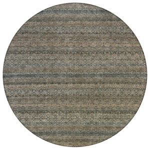 HomeRoots 5' Stylish Chocolate and Gray Striped Indoor-Outdoor Area Rug – Durable, Washable, and Versatile 8' Round 631673