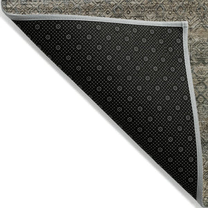 HomeRoots 5' Stylish Chocolate and Gray Striped Indoor-Outdoor Area Rug – Durable, Washable, and Versatile 8' Round 631673