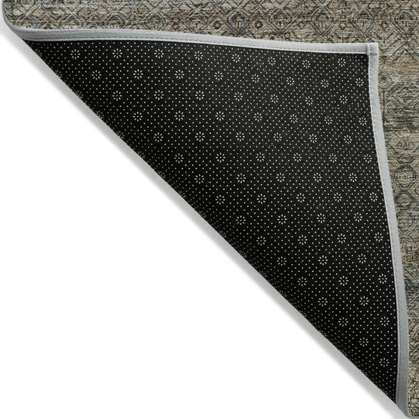 HomeRoots 5' Stylish Chocolate and Gray Striped Indoor-Outdoor Area Rug – Durable, Washable, and Versatile 8' Round 631673