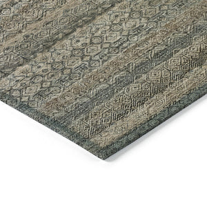 HomeRoots 5' Stylish Chocolate and Gray Striped Indoor-Outdoor Area Rug – Durable, Washable, and Versatile 8' Round 631673