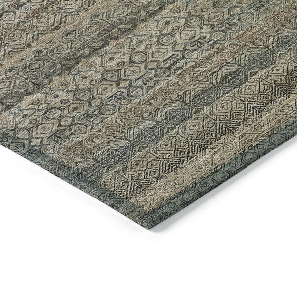 HomeRoots 5' Stylish Chocolate and Gray Striped Indoor-Outdoor Area Rug – Durable, Washable, and Versatile 8' Round 631673