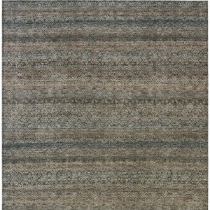 HomeRoots 5' Stylish Chocolate and Gray Striped Indoor-Outdoor Area Rug – Durable, Washable, and Versatile 8' X 10' 631674