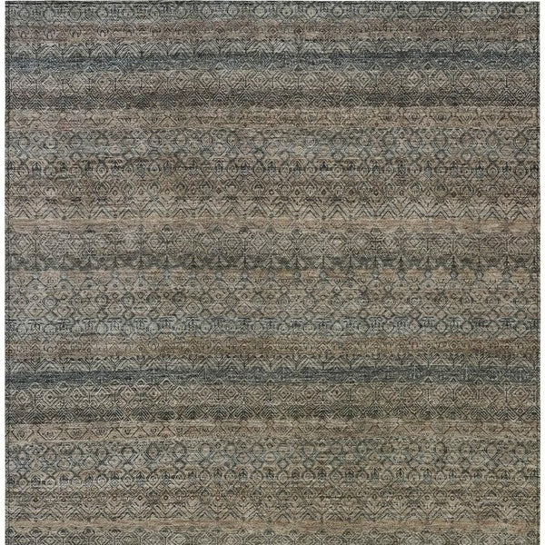 HomeRoots 5' Stylish Chocolate and Gray Striped Indoor-Outdoor Area Rug – Durable, Washable, and Versatile 8' X 10' 631674