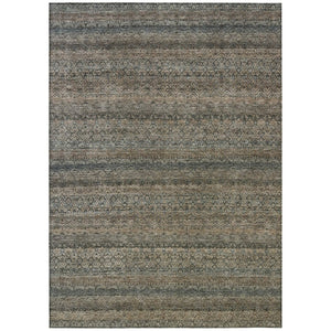 HomeRoots 5' Stylish Chocolate and Gray Striped Indoor-Outdoor Area Rug – Durable, Washable, and Versatile 8' X 10' 631674