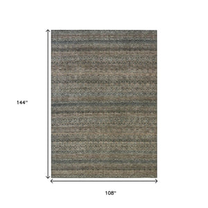 HomeRoots 5' Stylish Chocolate and Gray Striped Indoor-Outdoor Area Rug – Durable, Washable, and Versatile 9' X 12' 631675