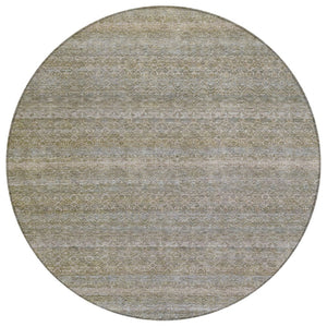 HomeRoots 5' Durable Khaki and Beige Striped Area Rug - Stylish, Washable, Indoor-Outdoor Comfort for Any Space 8' Round 631679