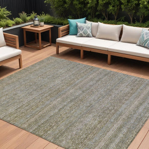 HomeRoots 5' Durable Khaki and Beige Striped Area Rug - Stylish, Washable, Indoor-Outdoor Comfort for Any Space 8' X 10' 631680
