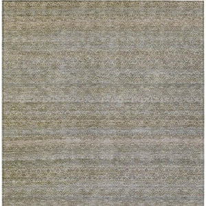 HomeRoots 5' Durable Khaki and Beige Striped Area Rug - Stylish, Washable, Indoor-Outdoor Comfort for Any Space 10' X 14' 631682
