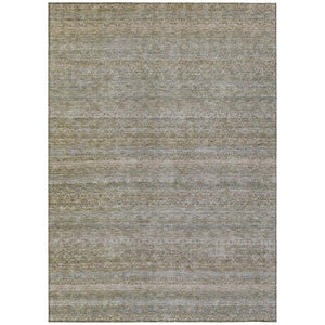 HomeRoots 5' Durable Khaki and Beige Striped Area Rug - Stylish, Washable, Indoor-Outdoor Comfort for Any Space 10' X 14' 631682