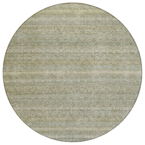 HomeRoots 5' Versatile Linen and Beige Striped Area Rug for Indoor and Outdoor Use – Durable, Washable Design 8' Round 631685