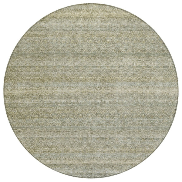 HomeRoots 5' Versatile Linen and Beige Striped Area Rug for Indoor and Outdoor Use – Durable, Washable Design 8' Round 631685