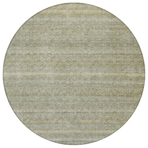 HomeRoots 5' Versatile Linen and Beige Striped Area Rug for Indoor and Outdoor Use – Durable, Washable Design 8' Round 631685