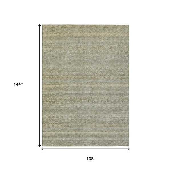 HomeRoots 5' Versatile Linen and Beige Striped Area Rug for Indoor and Outdoor Use – Durable, Washable Design 9' X 12' 631687