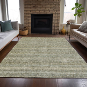 HomeRoots 5' Versatile Linen and Beige Striped Area Rug for Indoor and Outdoor Use – Durable, Washable Design 10' X 14' 631688