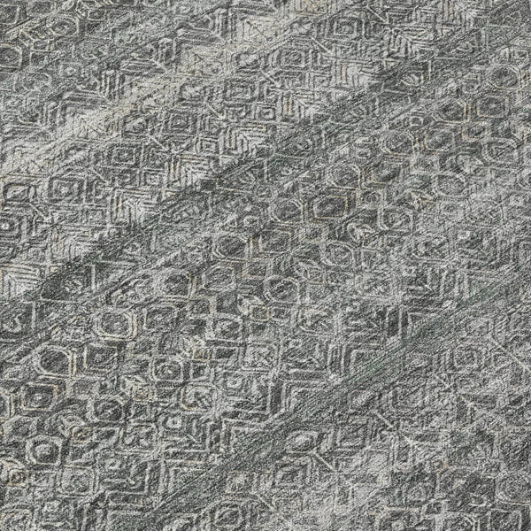 HomeRoots 5' Stylish Pewter and Gray Striped Washable Area Rug for Indoor and Outdoor Spaces - Durable Design 5' X 8' 631690