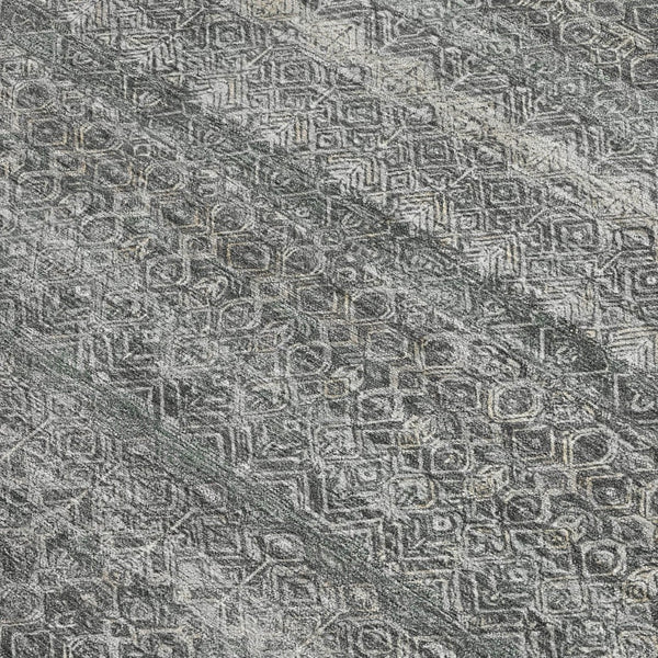 HomeRoots 5' Stylish Pewter and Gray Striped Washable Area Rug for Indoor and Outdoor Spaces - Durable Design 9' X 12' 631693