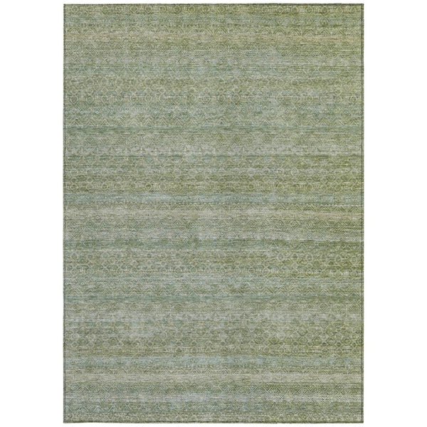 HomeRoots 5' Sage and Ivory Striped Area Rug - Coastal Charm for Indoor and Outdoor Spaces, Machine Washable 5' X 8' 631696