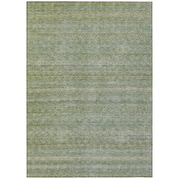 HomeRoots 5' Sage and Ivory Striped Area Rug - Coastal Charm for Indoor and Outdoor Spaces, Machine Washable 5' X 8' 631696