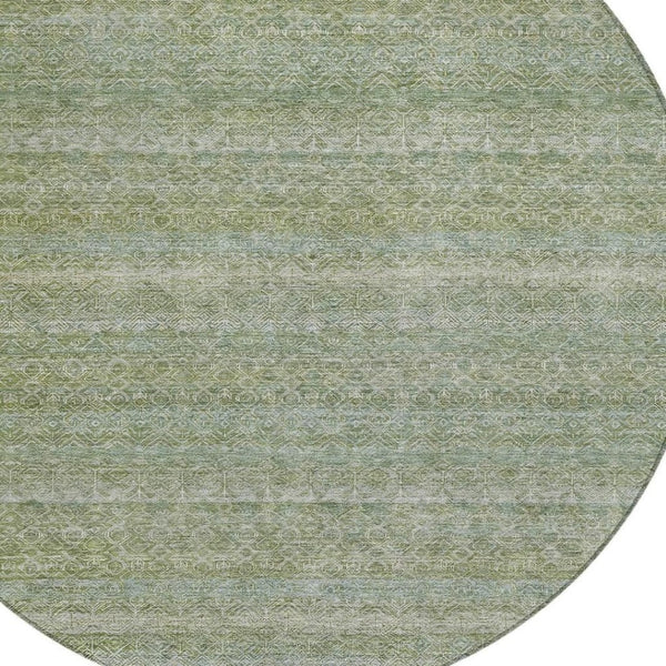 HomeRoots 5' Sage and Ivory Striped Area Rug - Coastal Charm for Indoor and Outdoor Spaces, Machine Washable 8' Round 631697