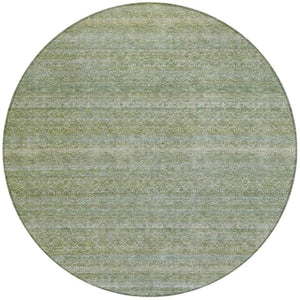 HomeRoots 5' Sage and Ivory Striped Area Rug - Coastal Charm for Indoor and Outdoor Spaces, Machine Washable 8' Round 631697
