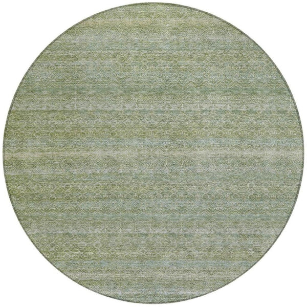 HomeRoots 5' Sage and Ivory Striped Area Rug - Coastal Charm for Indoor and Outdoor Spaces, Machine Washable 8' Round 631697