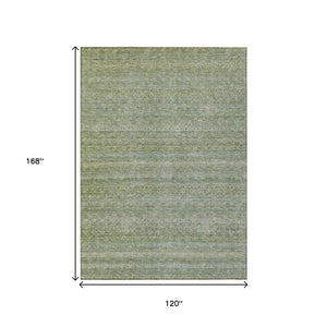 HomeRoots 5' Sage and Ivory Striped Area Rug - Coastal Charm for Indoor and Outdoor Spaces, Machine Washable 10' X 14' 631700