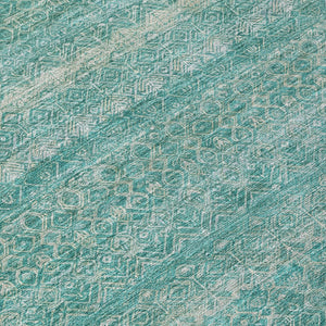 HomeRoots 5' Stylish Teal Blue and Beige Striped Area Rug – Durable, Washable, Ideal for Indoor and Outdoor Use 8' X 10' 631704