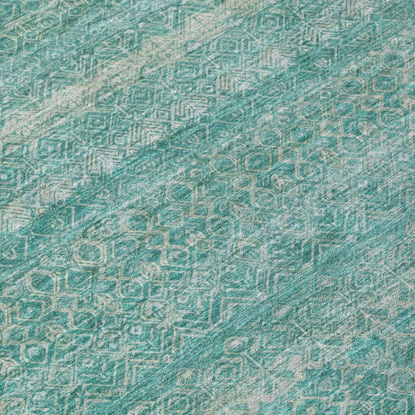 HomeRoots 5' Stylish Teal Blue and Beige Striped Area Rug – Durable, Washable, Ideal for Indoor and Outdoor Use 8' X 10' 631704