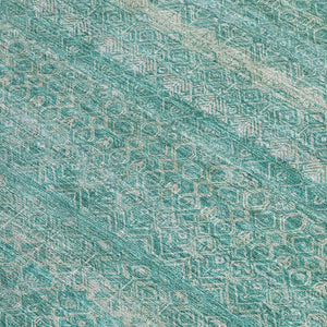 HomeRoots 5' Stylish Teal Blue and Beige Striped Area Rug – Durable, Washable, Ideal for Indoor and Outdoor Use 10' X 14' 631706