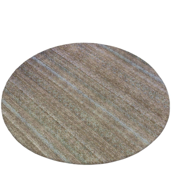 HomeRoots 5' Coastal Brown and Denim Blue Striped Area Rug - Durable, Washable Indoor/Outdoor Style for Any Space 8' Round 631709