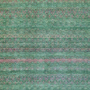 HomeRoots 5' Striped Washable Area Rug in Green and Blush - Perfect for Indoor and Outdoor Living Spaces! 5' X 8' 631714
