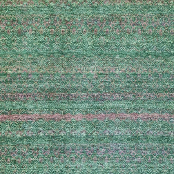 HomeRoots 5' Striped Washable Area Rug in Green and Blush - Perfect for Indoor and Outdoor Living Spaces! 5' X 8' 631714