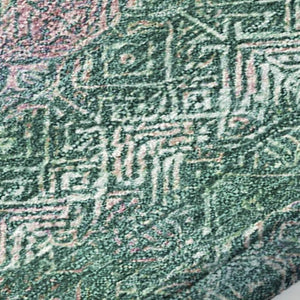 HomeRoots 5' Striped Washable Area Rug in Green and Blush - Perfect for Indoor and Outdoor Living Spaces! 8' Round 631715