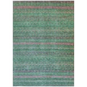 HomeRoots 5' Striped Washable Area Rug in Green and Blush - Perfect for Indoor and Outdoor Living Spaces! 9' X 12' 631717
